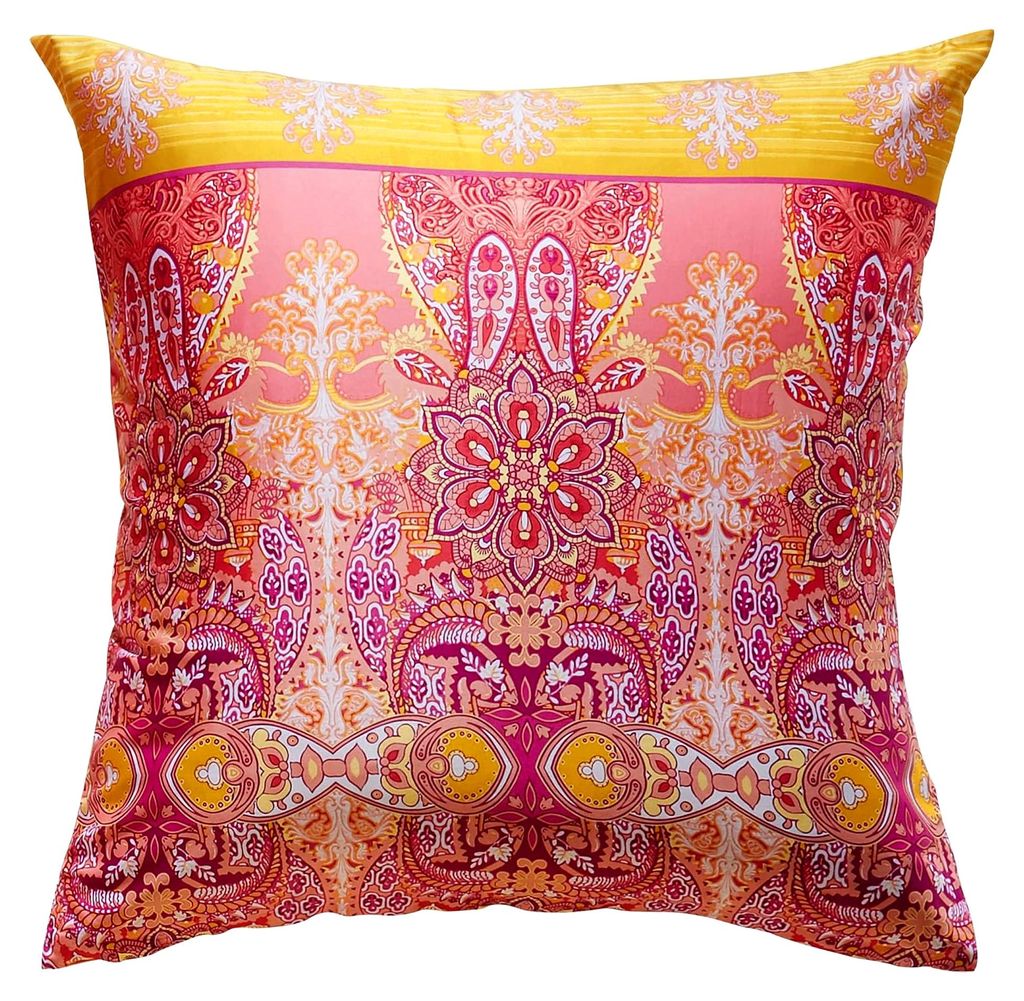 Kissenbezug Mako-Satin Koralle-Gelb 80x80 cm