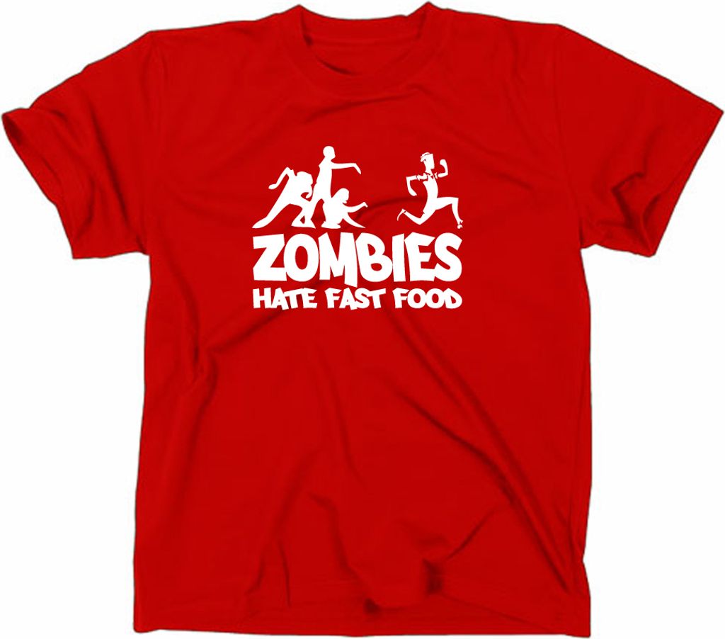 Styletex23 T-Shirt Zombies Hate Fast Food Fun, Rot, S