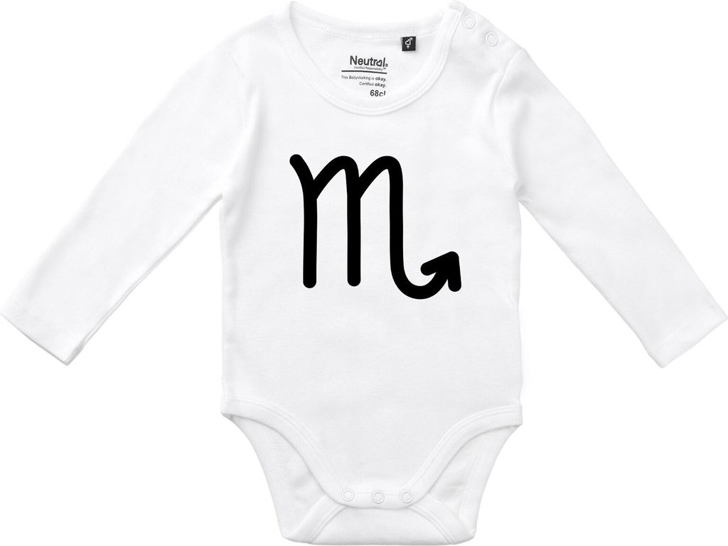 Huuraa Baby Body Skorpion Sternzeichen Zeichen 68 White Baumwolle Fairtrade Langarmbody Geschenkidee