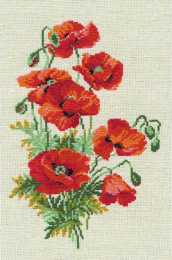 Riolis Stickbildset Kreuzstich "Wilder Mohn", Zählmuster