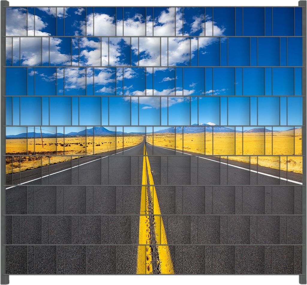 Wallario Zaunsichtschutz mit Motiv Route 89 in Arizona - Am Ende der Horizont für Ein- und Doppelstabmatten Zäune in der Größe 200 x 180 cm