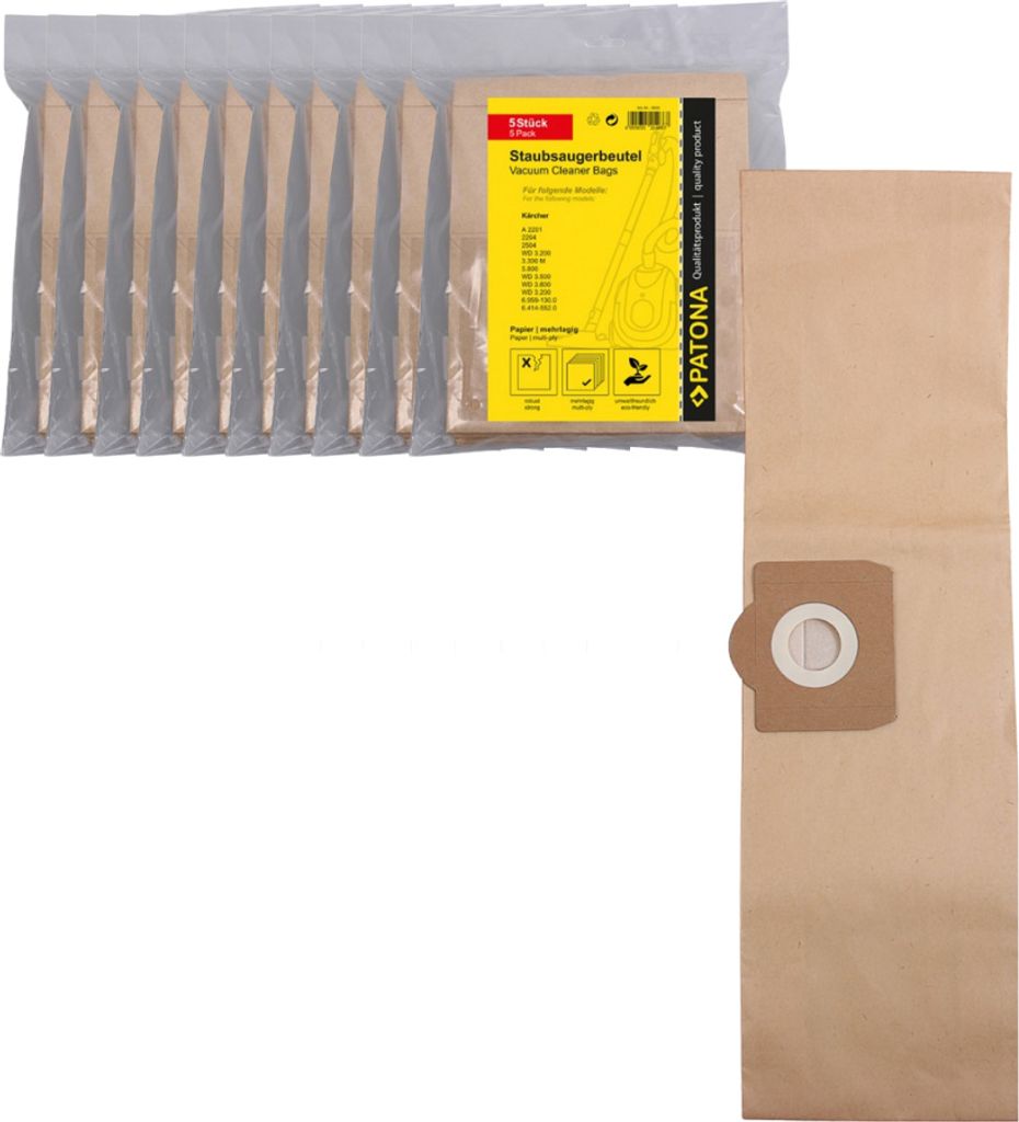 50x Staubsaugerbeutel Papier f. Kärcher A 2201 2204 2504 3.300M 5.800 WD 3.200 3.500 3.800 6.959-130.0