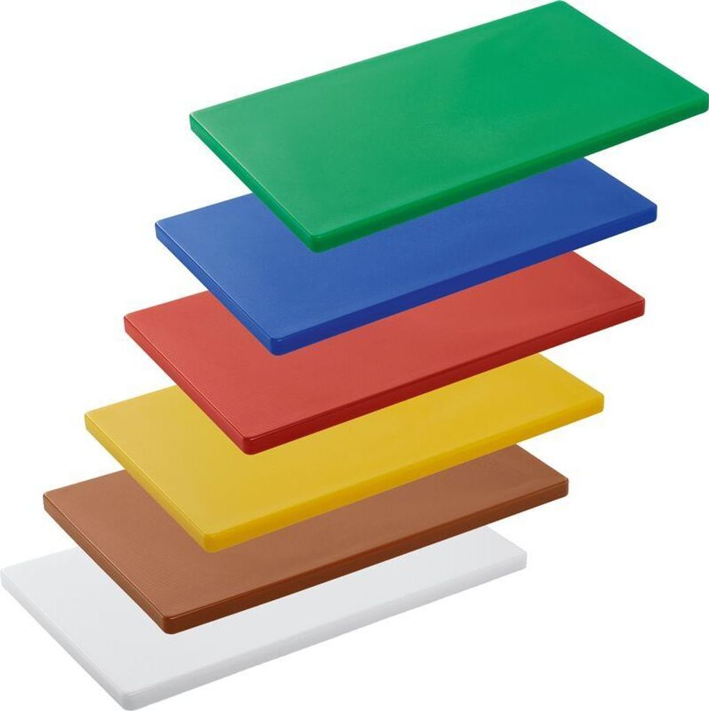 6x HACCP Schneidbrett 60 x 40 x 2 cm Polyethylen gelb, grün, blau, rot, braun, weiß