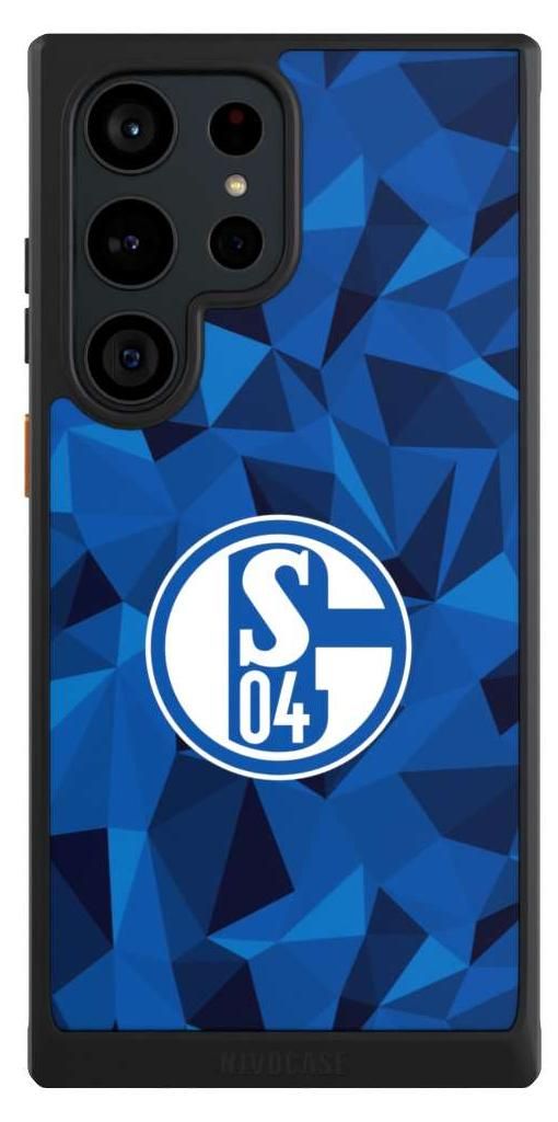 NIVOCASE Hülle für Samsung Galaxy S23 Ultra Handyhülle NIVOcore Case Schwarz Camouflage FC Schalke 04 Muster
