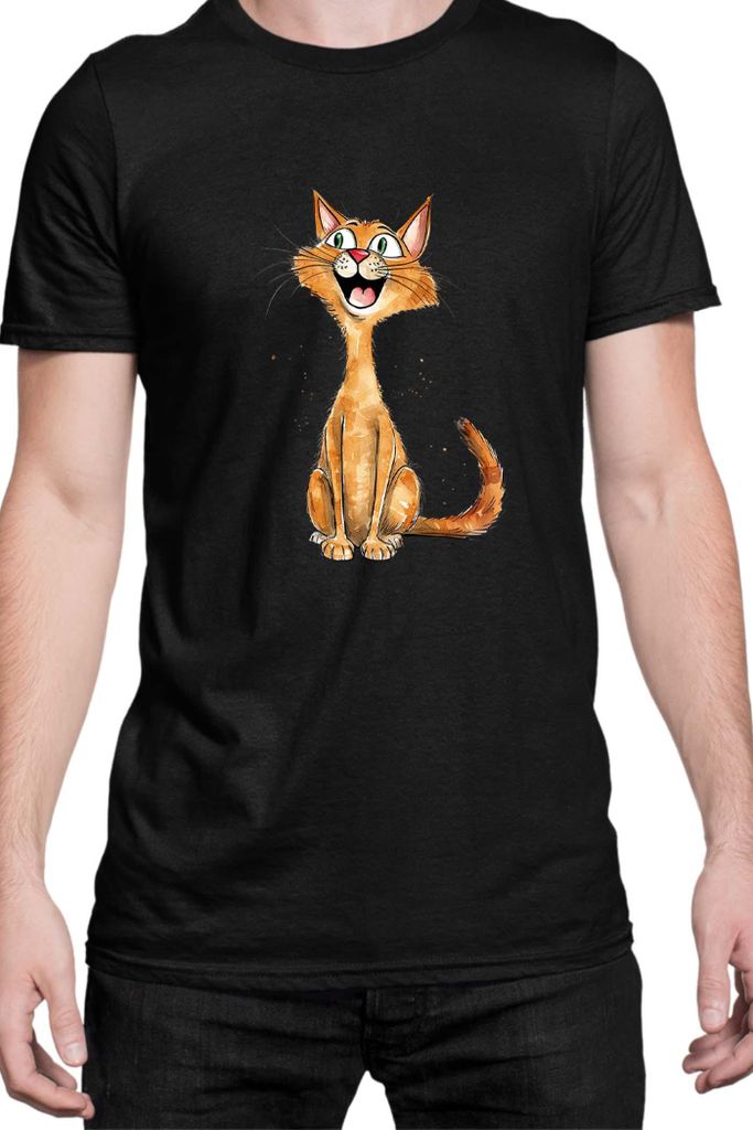 Herren T-Shirt Funny Cats Breeds Abyssinian Cat 005, Man 3XL / Schwarz