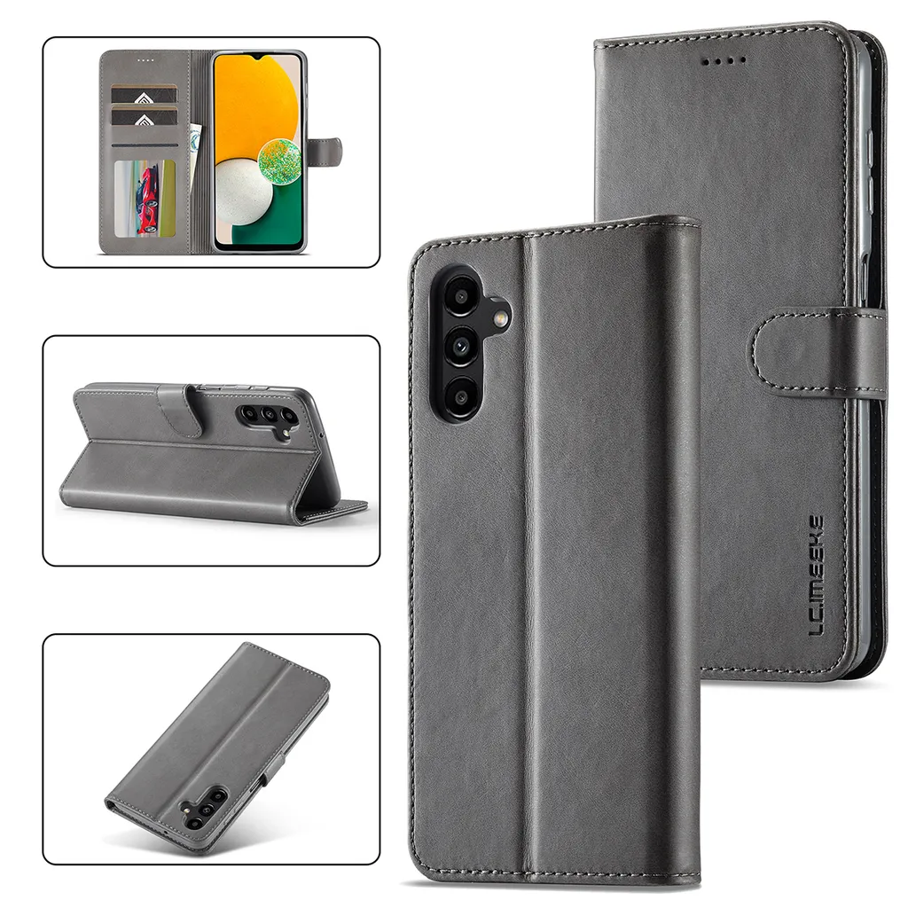 Custodia Samsung A24 4G Antiurto per Famiglia | Pelle Grigio Flip
