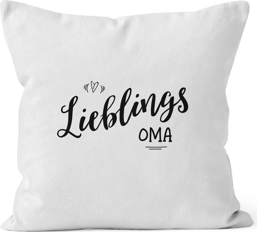 Kissenbezug Lieblingsoma Geschenk Familie Oma Großmutter Großeltern Family Kissen-Hülle Deko-Kissen 40x40 Baumwolle MoonWorks weiß 40cm x 40cm