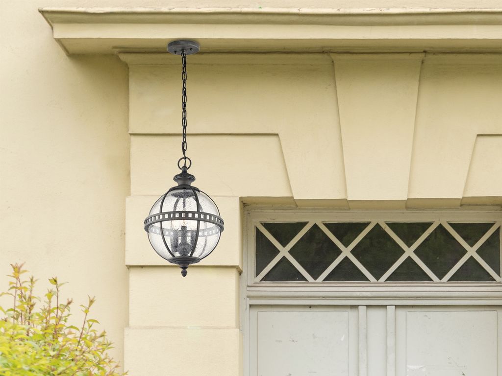 LED Outdoor Pendelleuchte Jugendstil Lampe Glaskugel hängend übern Esstisch Flur