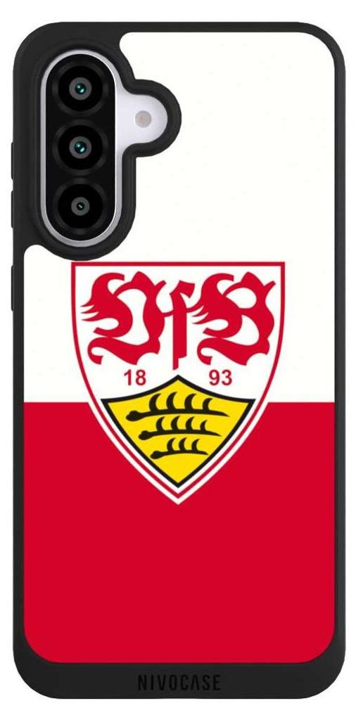NIVOCASE Handyhülle für Samsung Galaxy A56 5G Hülle NIVOpure Case Schwarz Logo Offizielles Lizenzprodukt VfB Stuttgart