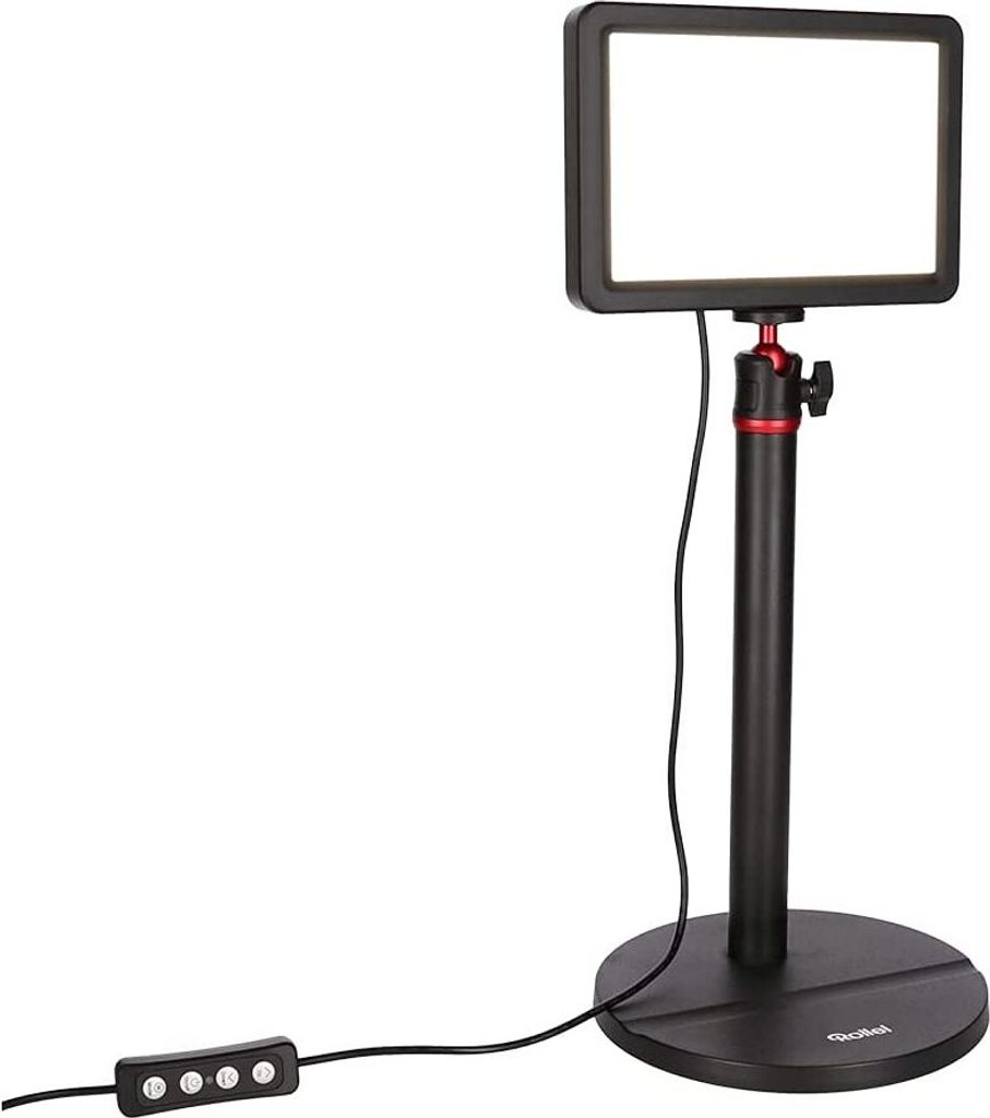 Rollei Lumis Key Light, LED Videolicht inkl. Tischstativ Streaming Licht PC zum Ausleuchten von Video-Streams TikTok YouTube und Konferenzen Video ...