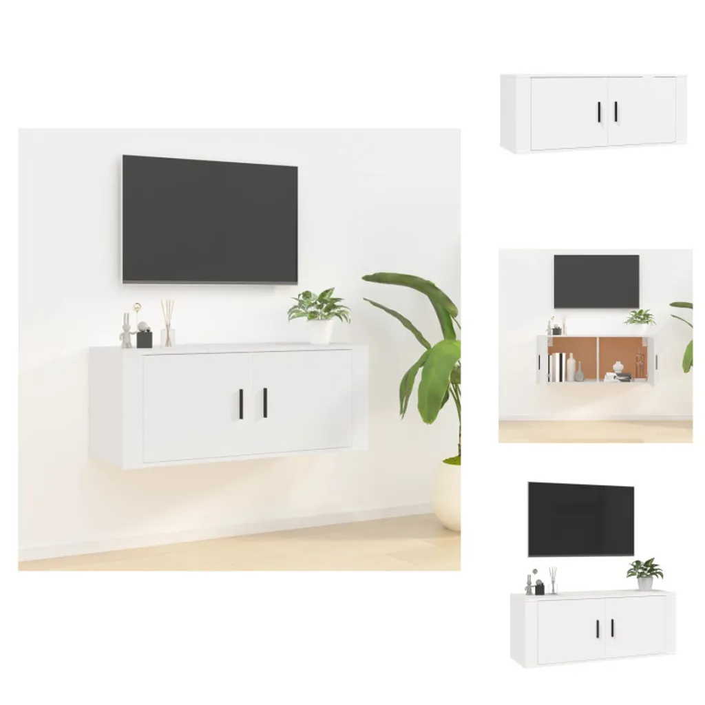 Mobile TV Bianco a Parete vidaXL 100x34,5x40cm | Eleganza Sospesa