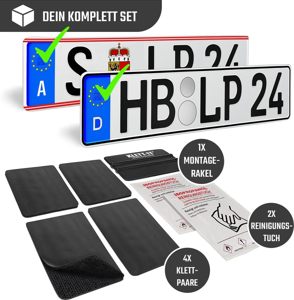 Kennzeichenhalter rahmenlos Nummernschildhalterung Auto Motorrad Roller 4 Stück 10cm x 5,5cm