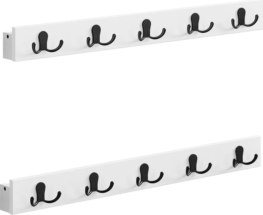 Patère Murale Double avec Étagère Intégrée, Lot de 2 en Finition Blanc Mat