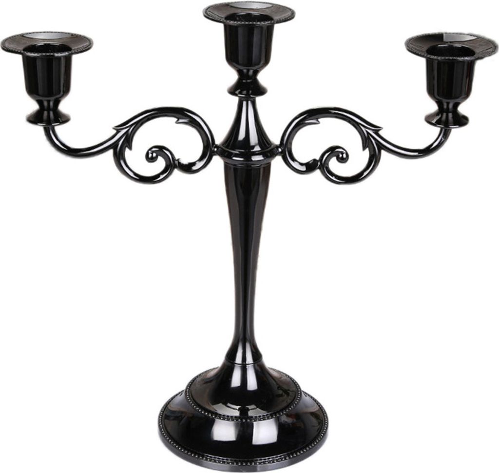 Metall 3-Arm Kerzenhalter Candlestick Romantic Dinner Holiday Hochzeitsdekor Schwarz