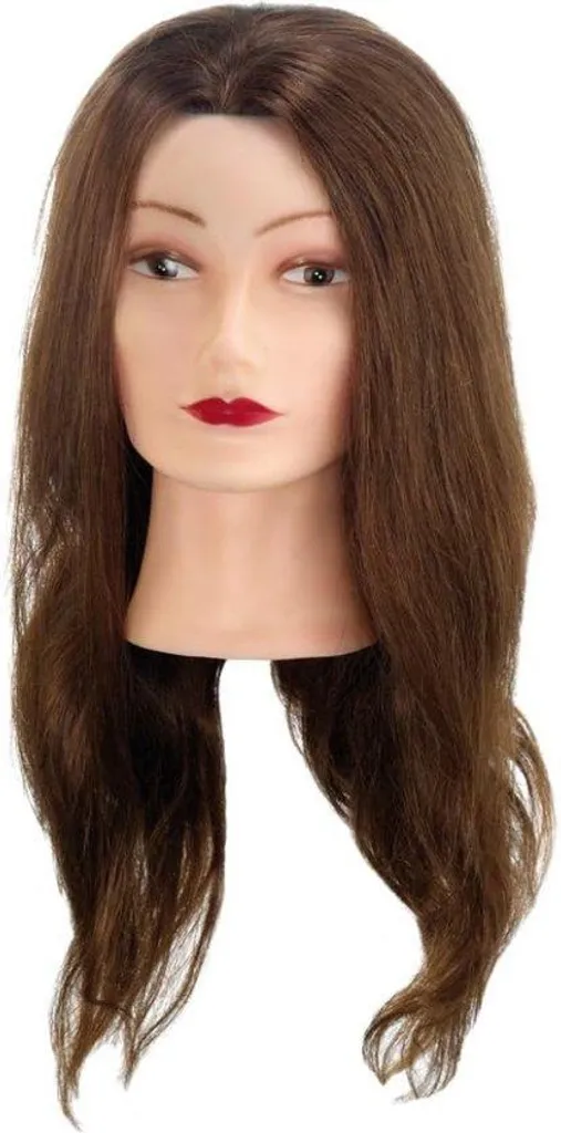 Mannequin de coiffure professionnel 45 cm en cheveux naturels bruns
