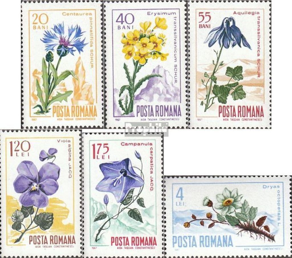 Briefmarken Rumänien 1967 Mi 2594-2599 (kompl.Ausg.) postfrisch Karpaten-Flora