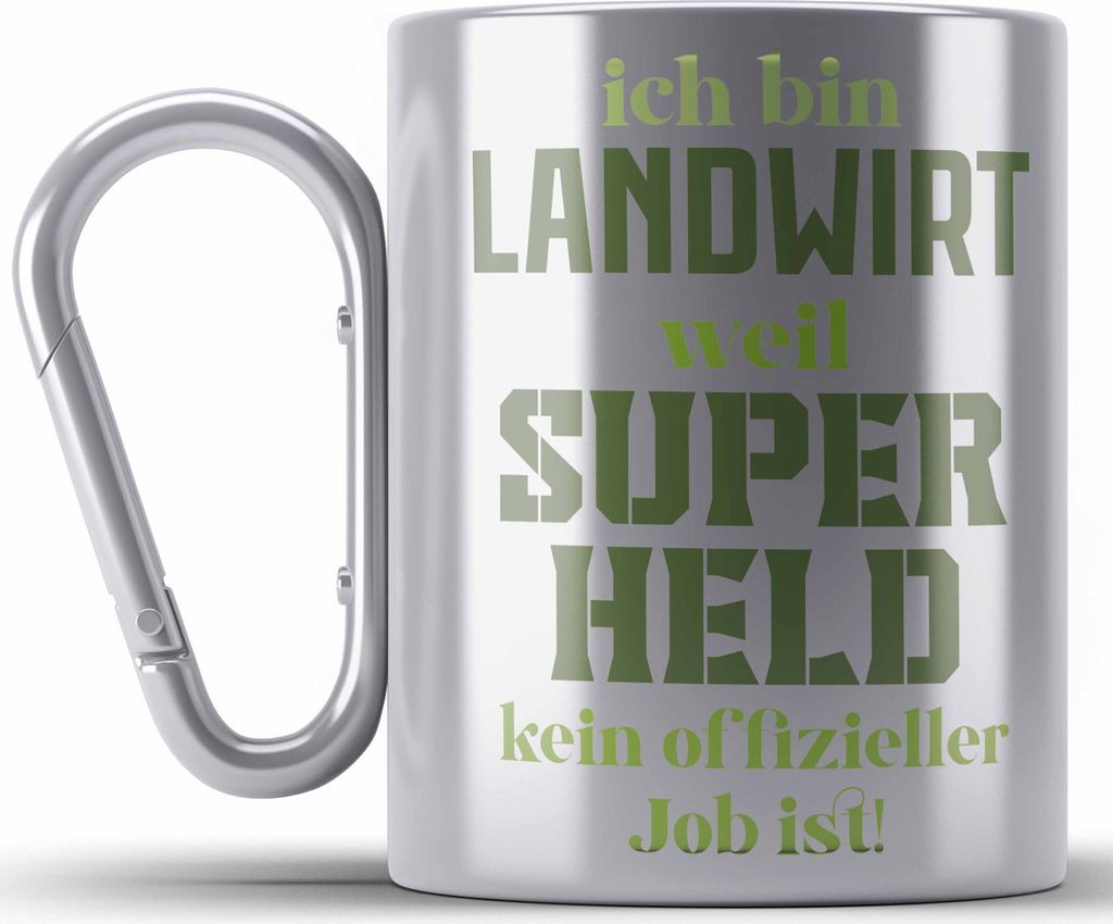 Trendation - Landwirt Geschenk Edelstahl Tasse Karabiner Landwirtschaft Geschenke für Männer Traktor Spruch Karabiner Edelstahl Tasse Karabiner E...