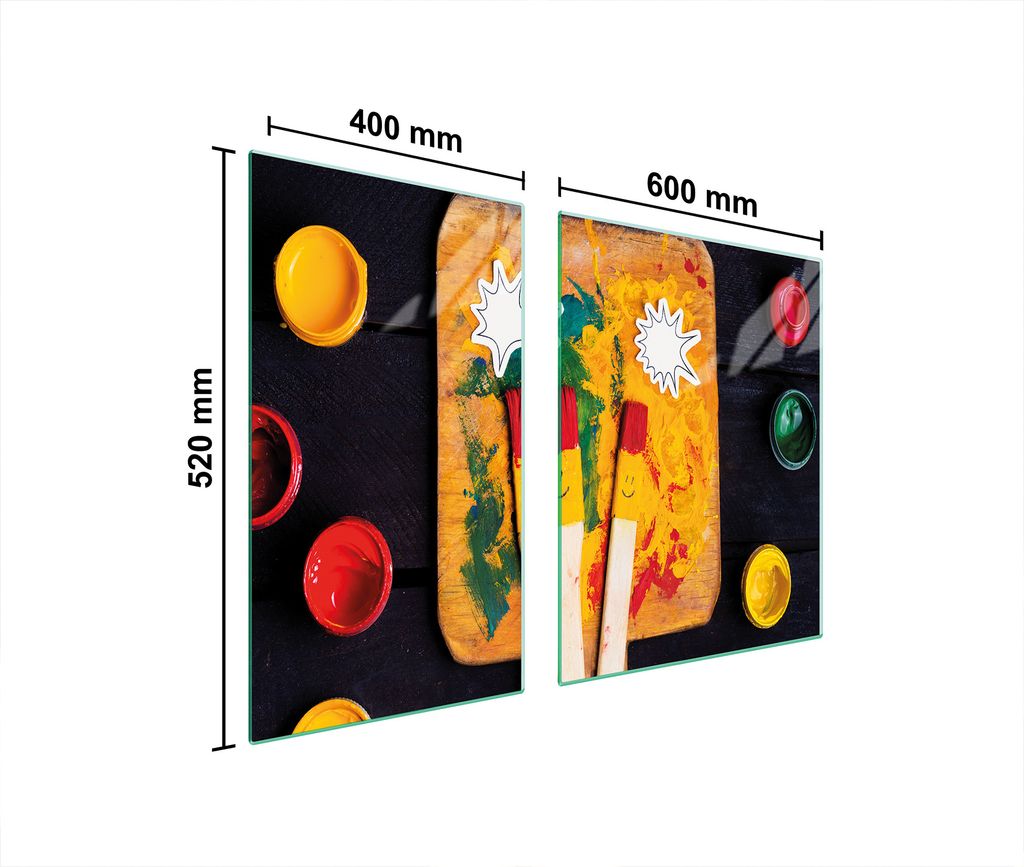 Glasplatte und Schneidebrett 100x52 SMILE