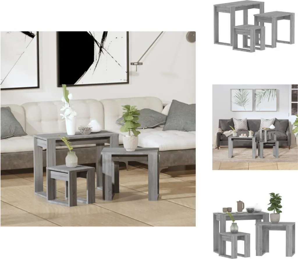 vidaXL Tables de salon 3 pcs Gris Sonoma en bois composite 80x50 cm