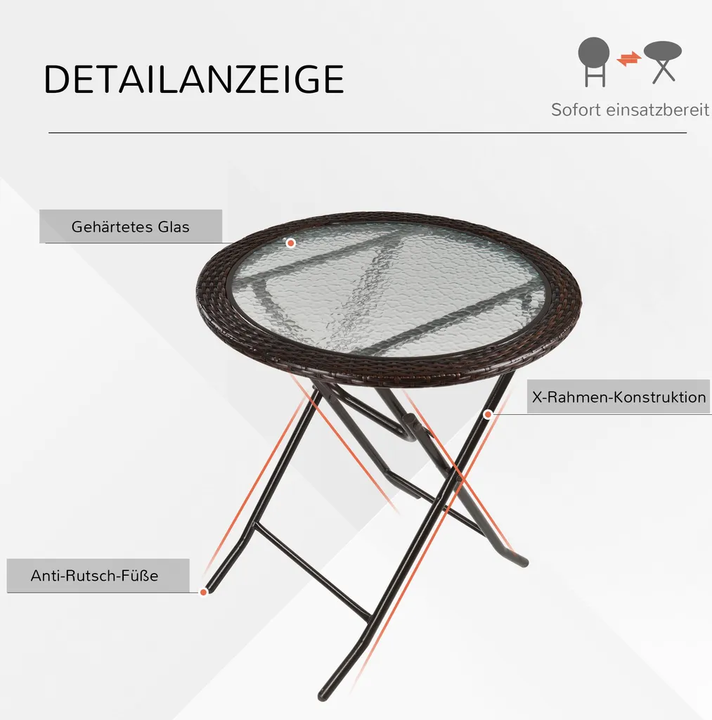 Table pliante robuste Ø68cm : gain de place et stabilité pour extérieur