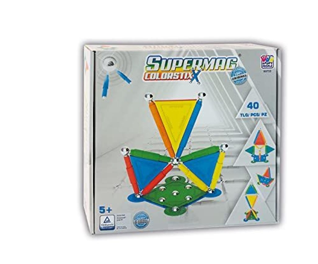 Supermag Colorstixx, 40 Teile Patentiertes Magnetspielzeug mit Toyproof Zertifikat