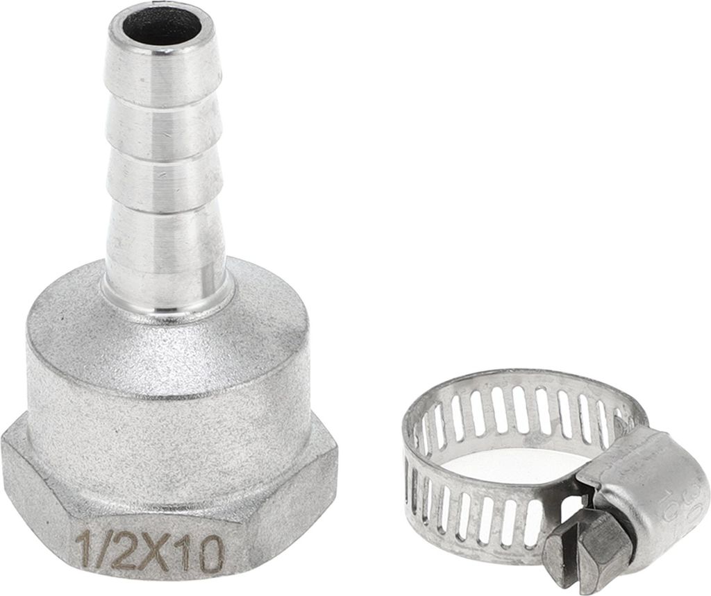 304 Edelstahl Schlauchstutzen 25/64" OD 1/2" BSPT Weibliches Gewindeverbinder für Luft Wasser Öl Gas Kraftstoff 1 Satz Silberton