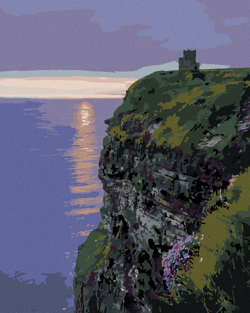 Zuty - Malen nach Zahlen - SONNENUNTERGANG HINTER DEM WACHTURM (TED DAVIS), 40x50 cm, mit Keilrahmen (bereits gespannt)