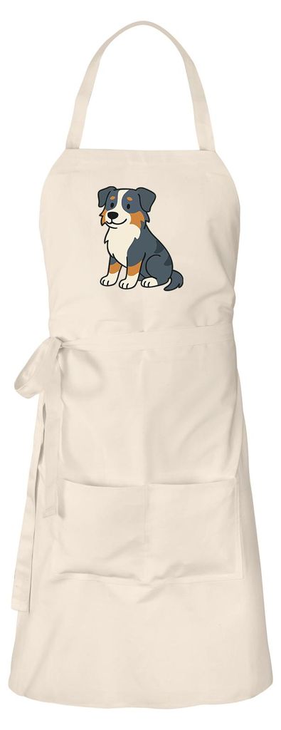 Huuraa Schürze Australian Shepherd Aussie Comic Natur mit Taschen Baumwolle Kochschürze Geschenkidee
