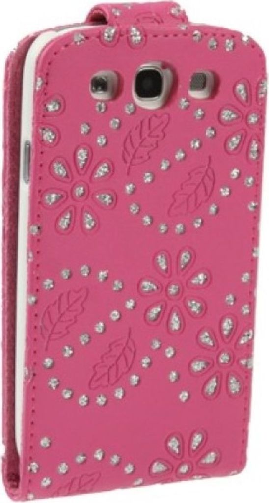 Schutzhülle Flip dünn für Case Handy Samsung Galaxy S3 i9300 / i9305 / S3 NEO i9301 Strass Pink