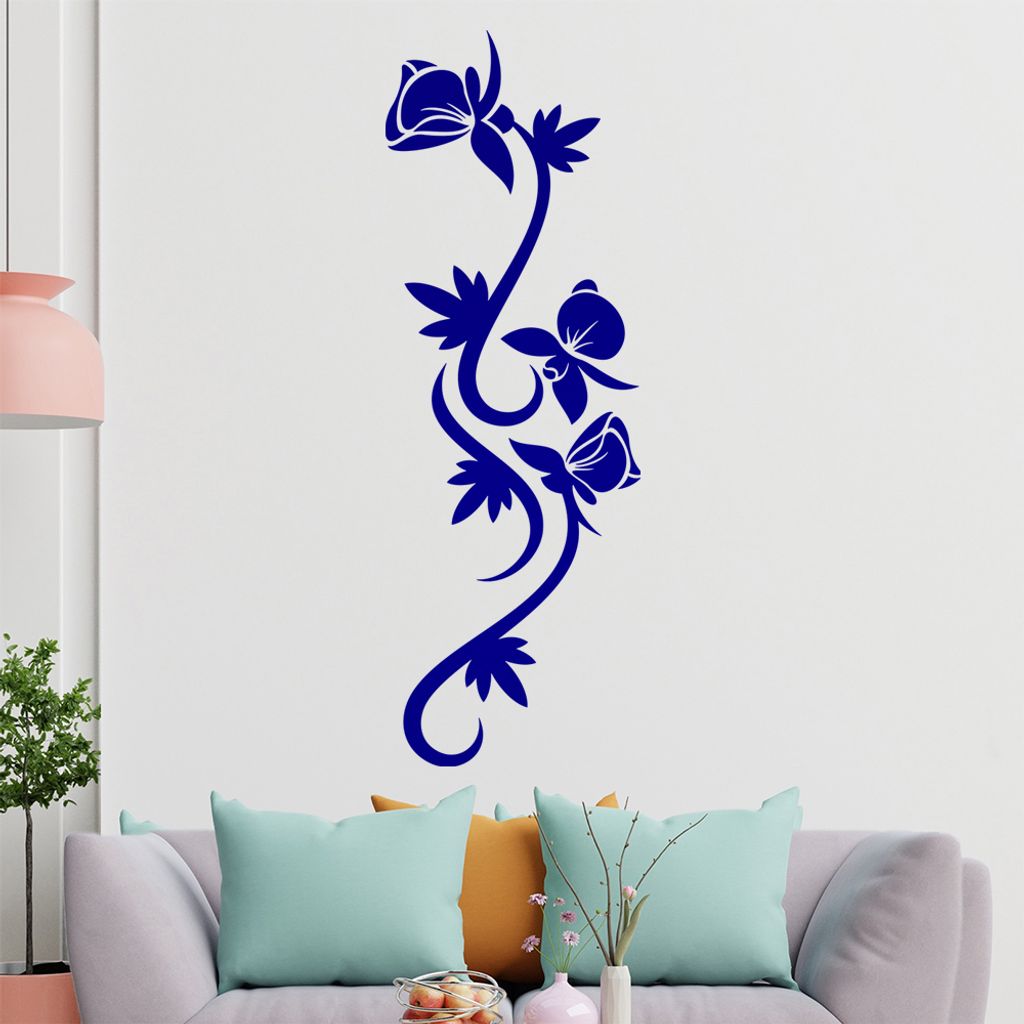 Blumen - Linien Wandtattoo in 6 Größen - Wandaufkleber Wall Sticker - Dekoration, Küche, Wohnzimmer, Schlafzimmer, Badezimmer