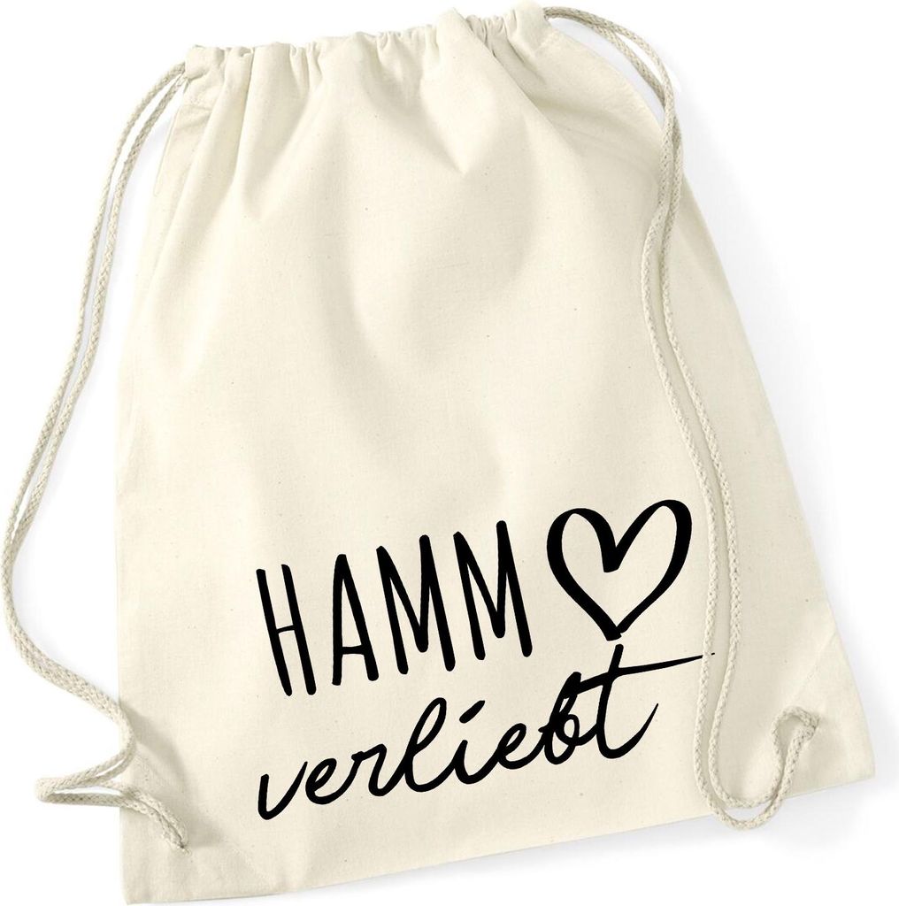Huuraa Turnbeutel Hamm verliebt 12 Liter Natural Baumwolle Rucksack Geschenkidee
