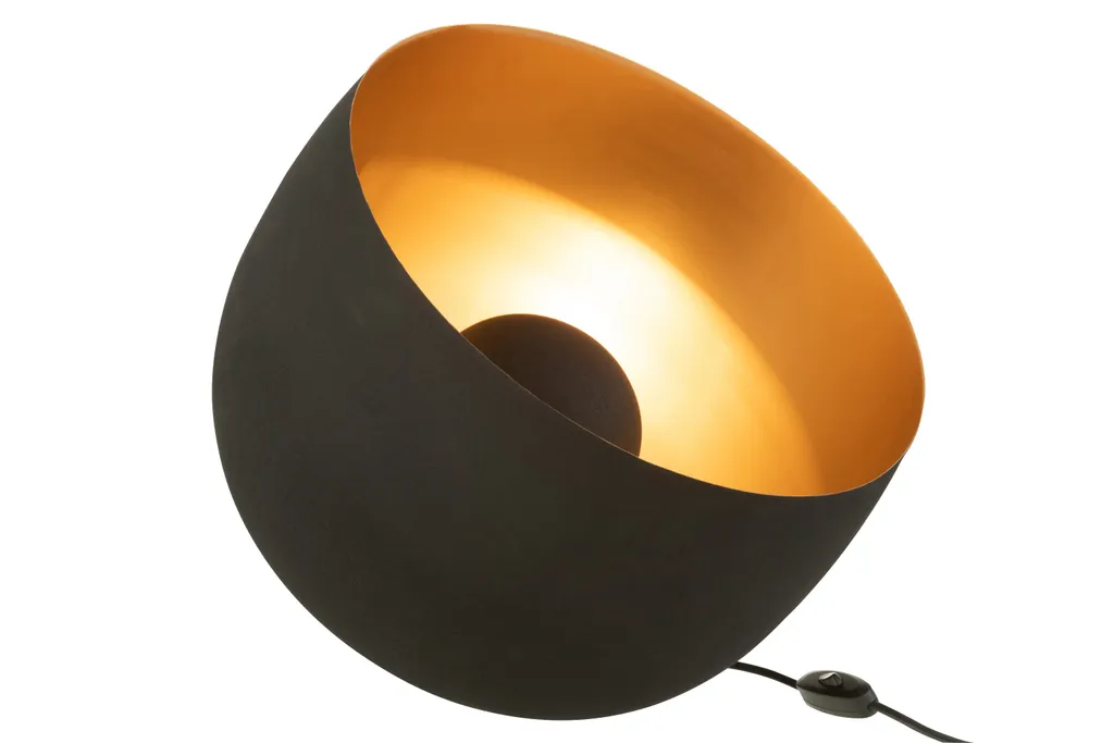 Lampe à Poser Sphérique Métal Noir et Or - Luminaire de Salon J-Line