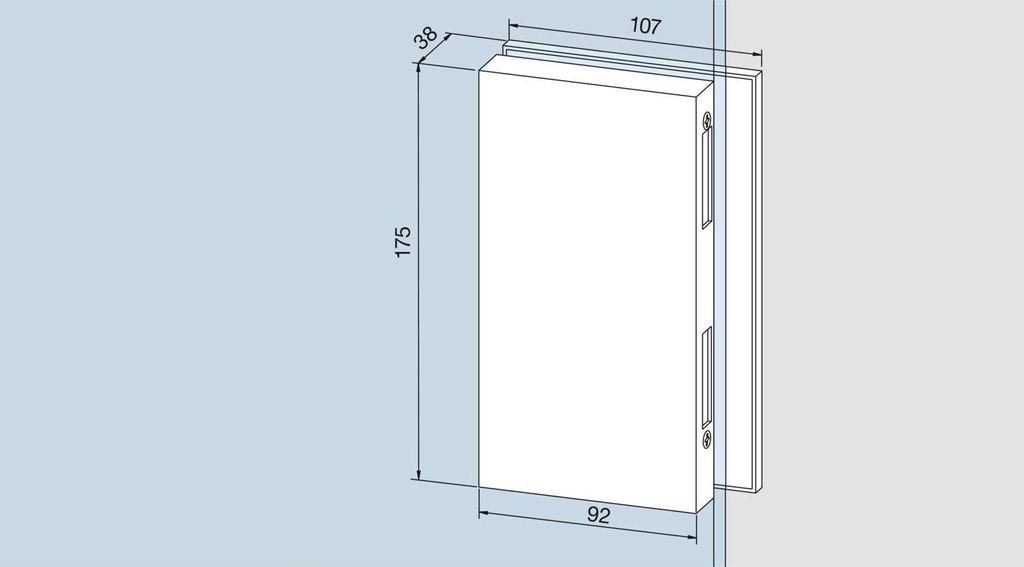 Gegenkasten Junior Office 11.286, links, Aluminium Edelstahl-Effekt