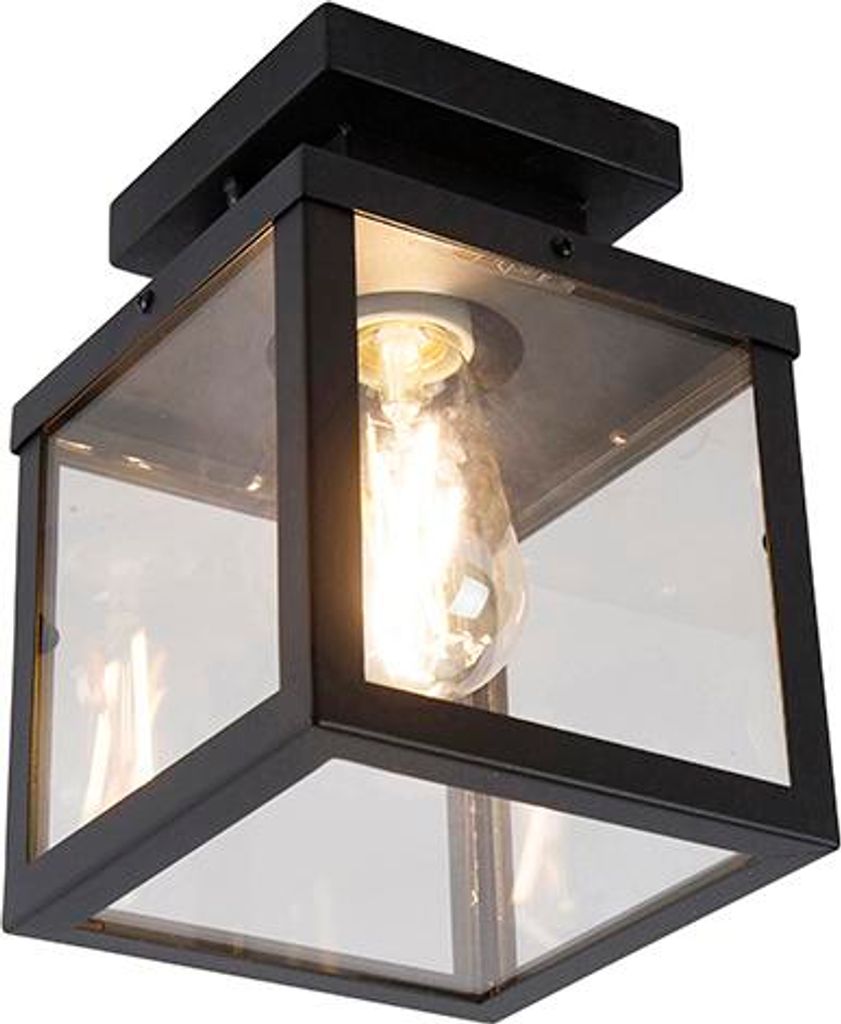 QAZQA - Modern Industrie I Vintage I smarte Deckenleuchte I Deckenlampe I Lampe I Leuchte für den Außenbereich schwarz inkl. ST64 Wifi - Rotterda...