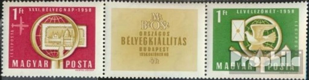 Briefmarken Ungarn 1958 Mi 1553A-1554A Dreierstreifen (kompl.Ausg.) postfrisch Philatelie