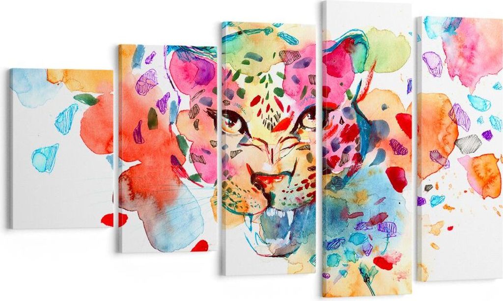 Bild auf Leinwand - Leinwandbild - Farbe Konzept Katze - 100x60cm - Wand Bild - Wanddeko - Leinwanddruck - Bilder - Kunstdruck - Wanddekoration - L...