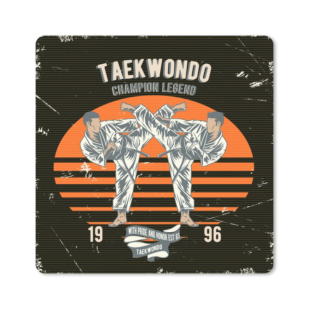 MuchoWow Mauspad Mousepad Jahrgang - Sport - Taekwondo 30x30 cm - Mousepads - Maus Mat - Pad - Mausunterlage - Gaming