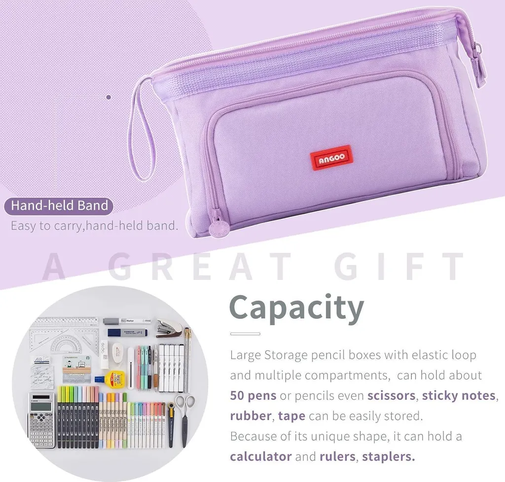Grande Trousse Multifonction Violette en Toile avec Compartiments - 2