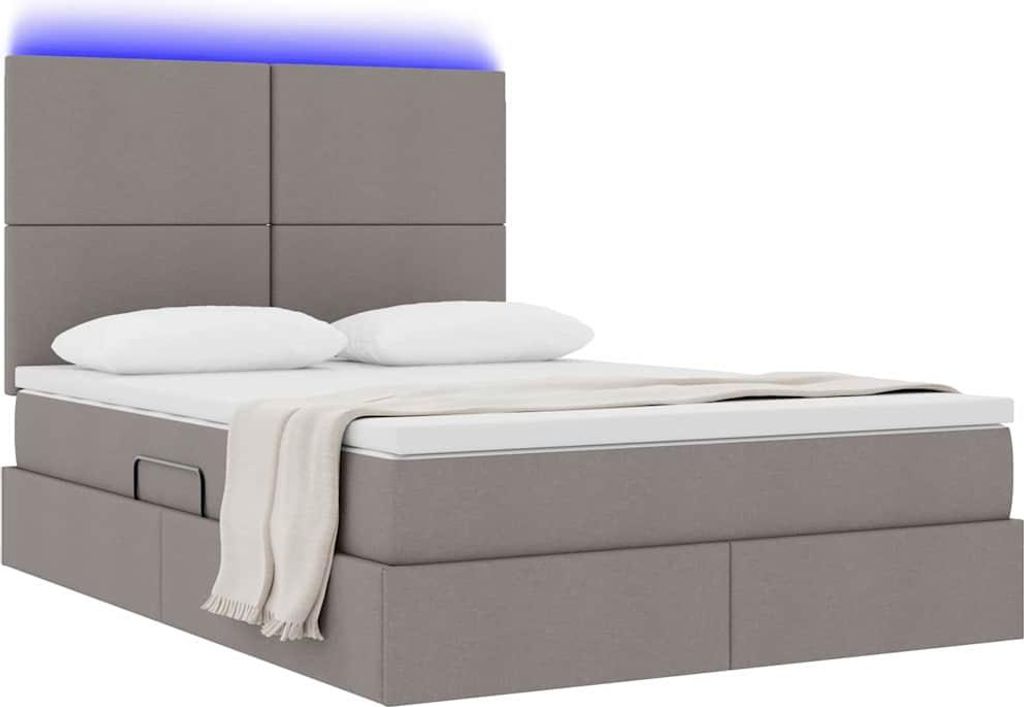 "Winter Sale" Bett mit Stauraum und LED Taupe 140 x 200cm Polyester - clorisNeu516698 - Klassische BettenJugendbett Tagesbett