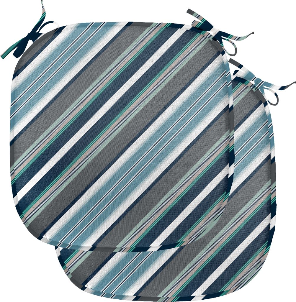 ABAKUHAUS Gestreift Polster für Esszimmerstühle, Grau und Blau Diagonal, Dekoratives wasserfestes Kissen mit Riemen für Küchensitze, 40 cm x 40...