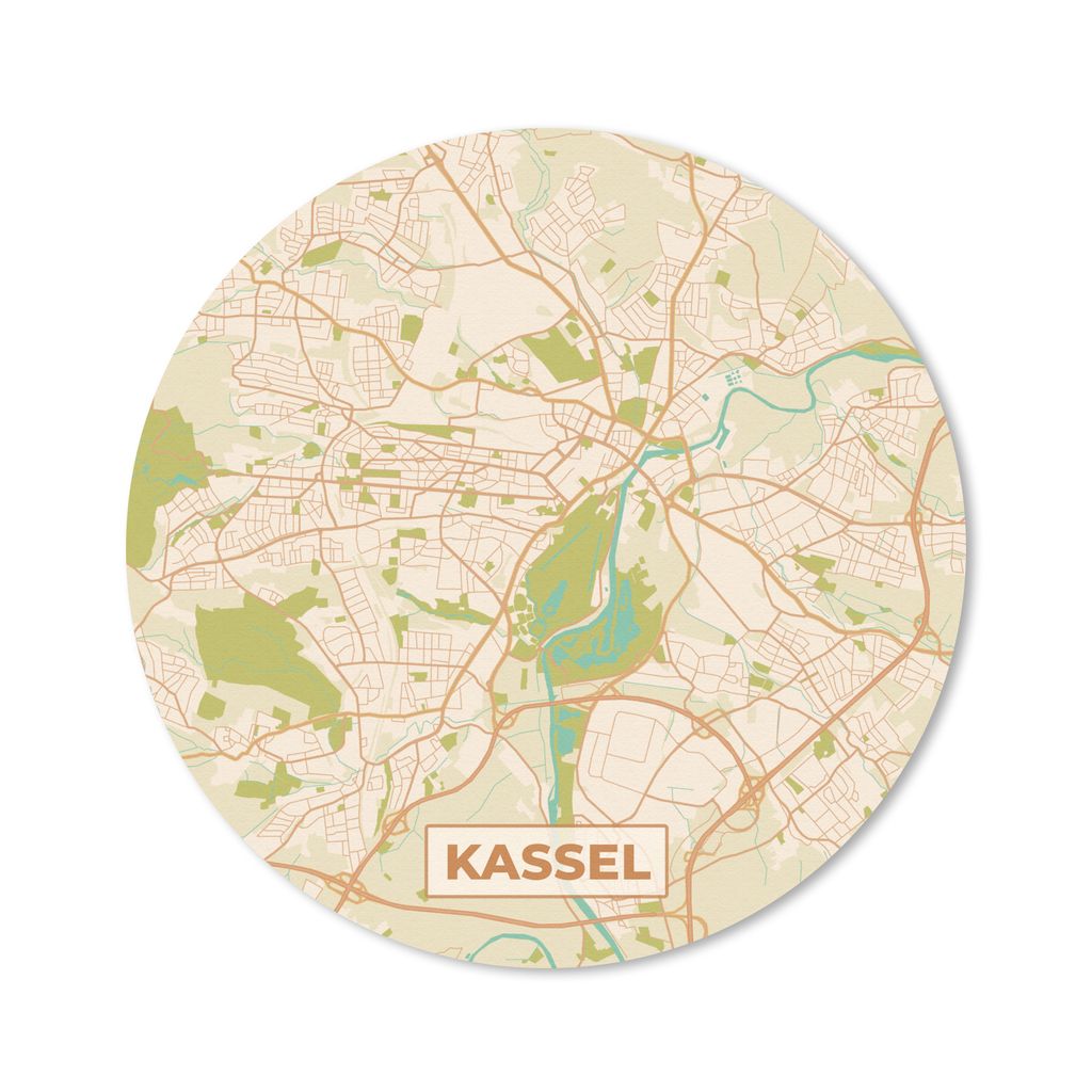 MuchoWow Mauspad Mousepad Stadtplan - Kassel - Vintage - Stadtplan 20x20 cm - Mousepads - Maus Mat - Pad - Mausunterlage - Schreibtischmatte
