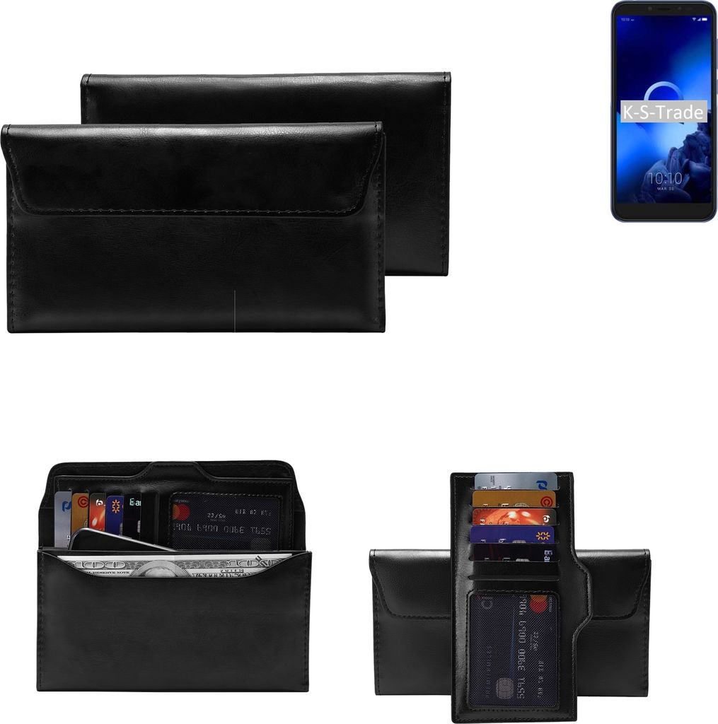 K-S-Trade Handy Hülle kompatibel mit Alcatel 1S (2019) Schutz Hülle Tasche Schutz Case Handytasche Kunstleder schwarz, 1x