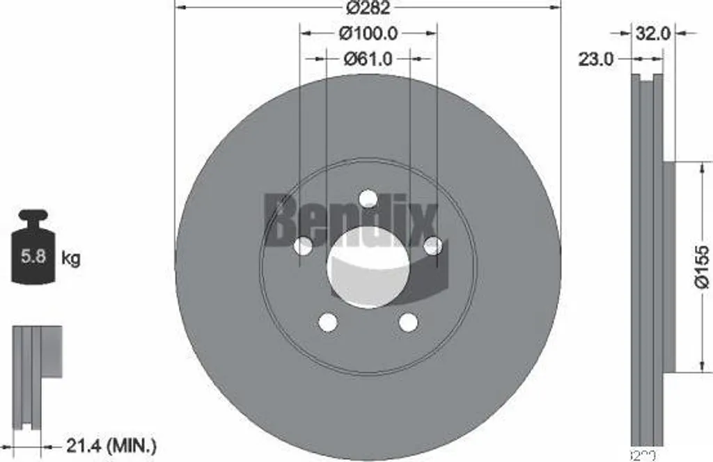 Bendix BDS2056 Disque de Frein OE 04695186 pour Cirrus et Sebring