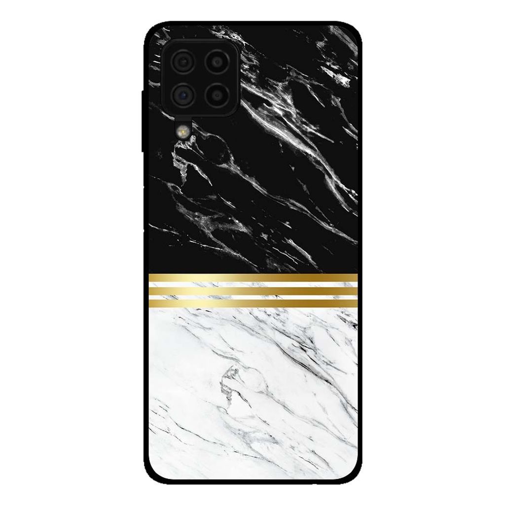 Smartphonica Handytasche für Samsung Galaxy A22 4G Marmor-Look - Rückseite Abdeckung Marmor Fall - Schwarz Weiß