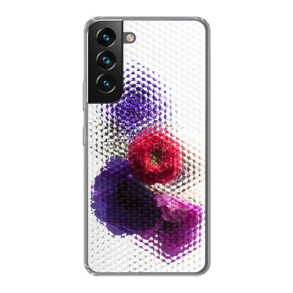 MuchoWow Handyhülle Schutzhülle Hülle für Samsung Galaxy S22 Plus Mohn - Blumen - Glas Silikon Softcase Handy Hülle - Schutzabdeckung