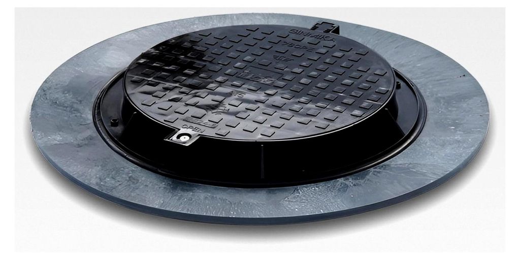 XXL Schachtabdeckung aus Kunststoff 1100 mm I universeller Gullydeckel I Zisternendeckel (Schwarz)