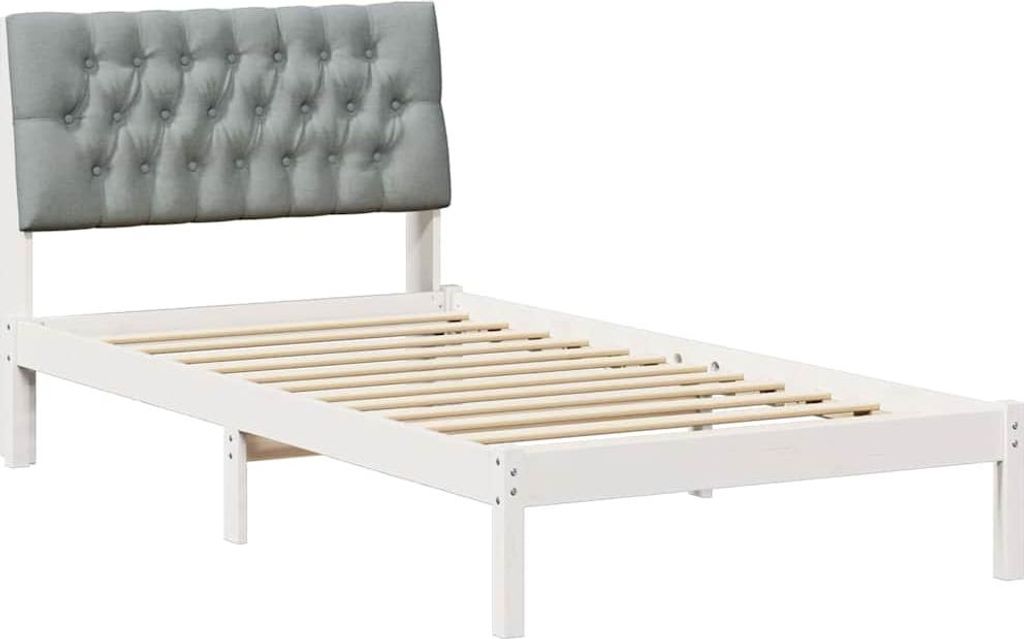vidaXL Bettgestell mit gepolstertem Kopfteil Weiß 100 x 200 cm