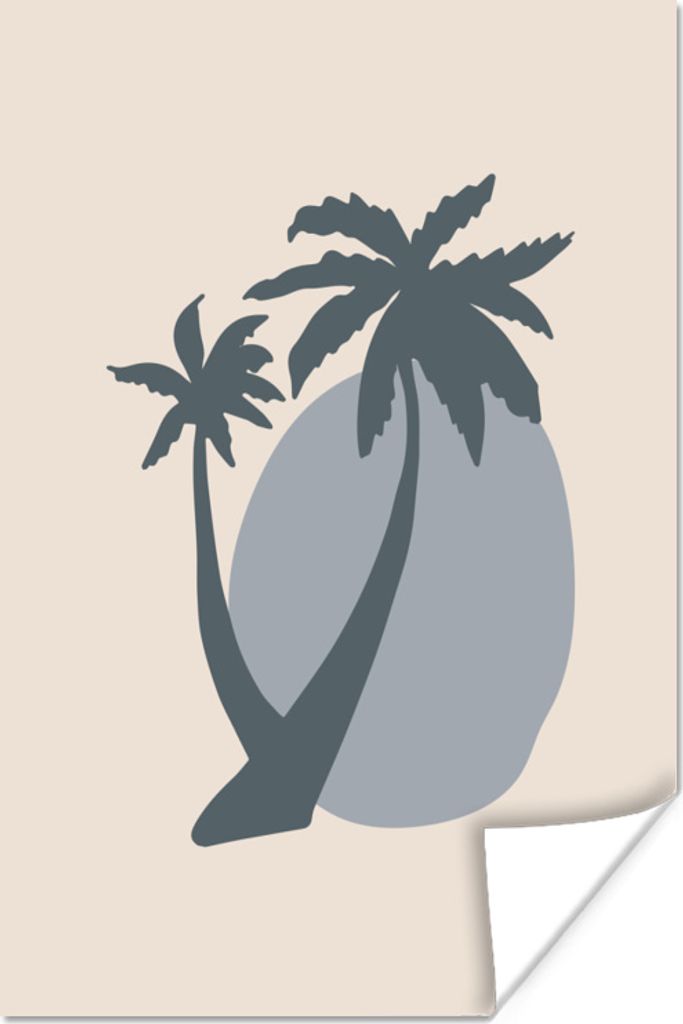 MuchoWow Poster Palme - Pastell - Blau - Sonne 120x180 cm - Kunstposter