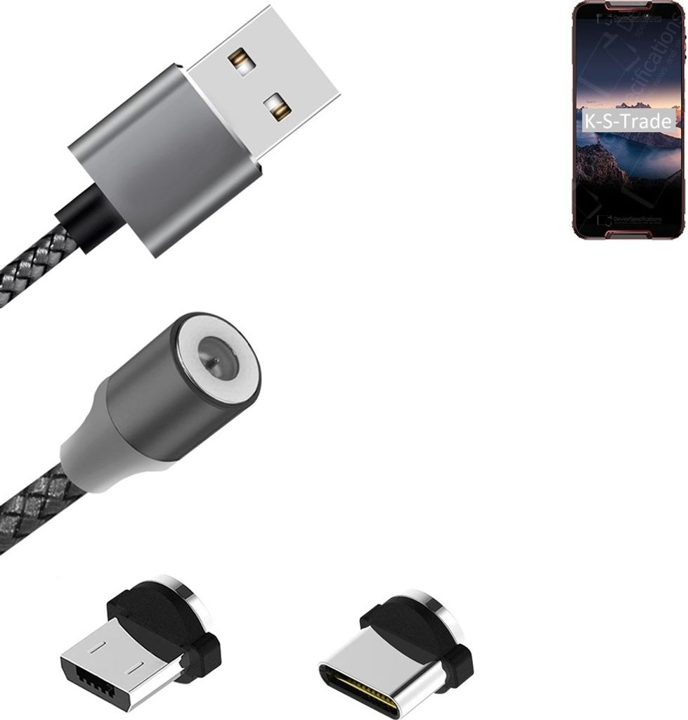 K-S-Trade Hochwertiges Magnet-Lade-kabel Sync-Kabel Daten-Kabel für Cubot Quest mit USB-Typ-C-Anschluss und Micro-USB-Anschluss 2A bis zu 480mbps