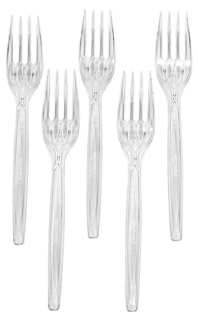 100 Mehrweg Gabeln, Deluxe, transparent, 17,5 cm Produktbild 